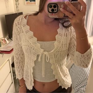 White Stag Cream Lace Cardigan